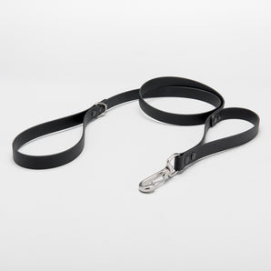 pozva biothane dog dualhandle leash black