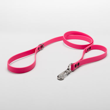pozva biothane dog dualhandle leash pink