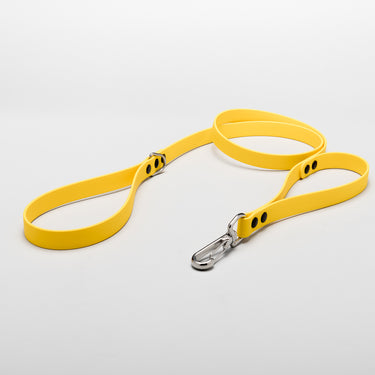 pozva biothane dog dualhandle leash yellow